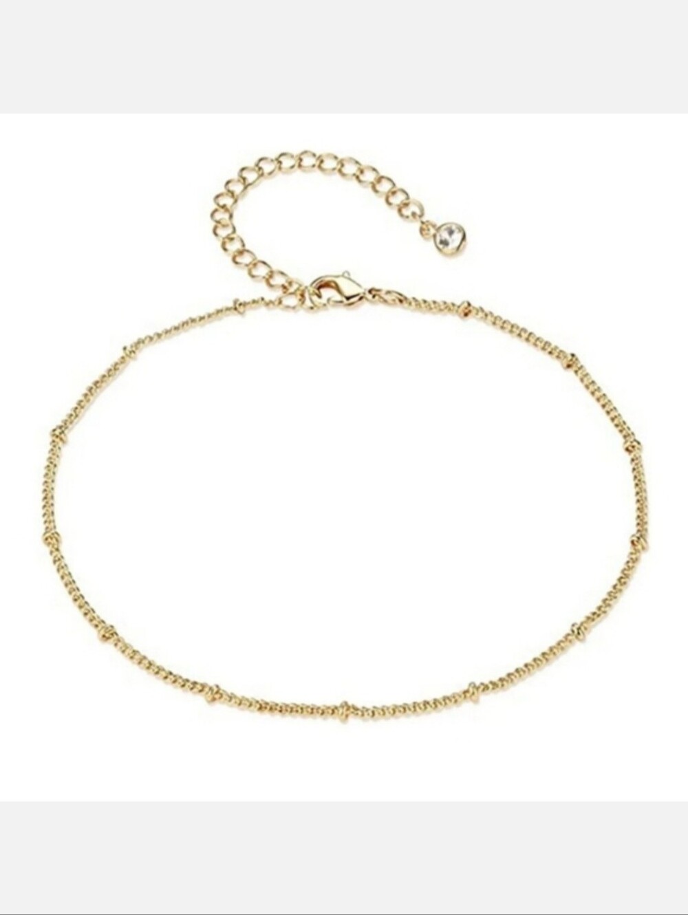 Dainty Gold Satalight Chain Beaded Adjustable Ankle Bracelet Anklet Tiny Beads - Picture 3 of 11